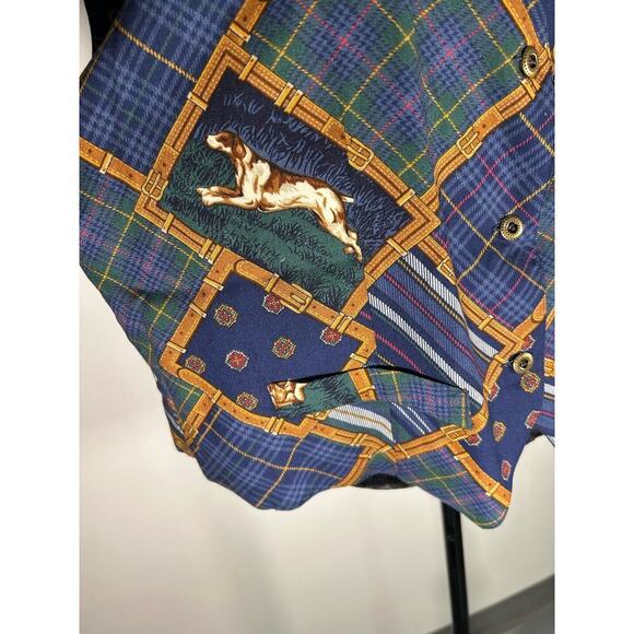 vintage 80's linen double sided print vest size M-L - Picture 3 of 11